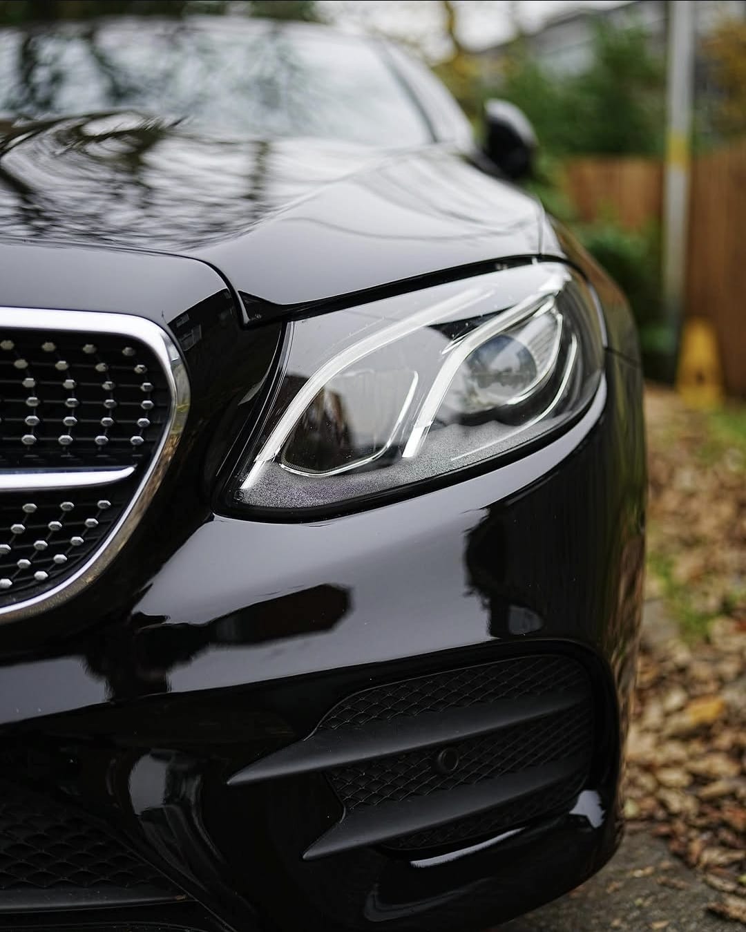 Close-up of a polished black car